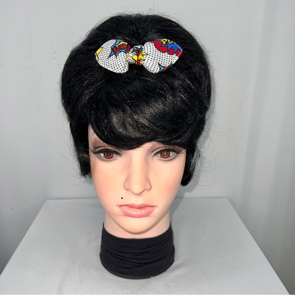 Comic Book Words Polka Dot Bandana Knotted Hair Bow - Picture 2 of 11